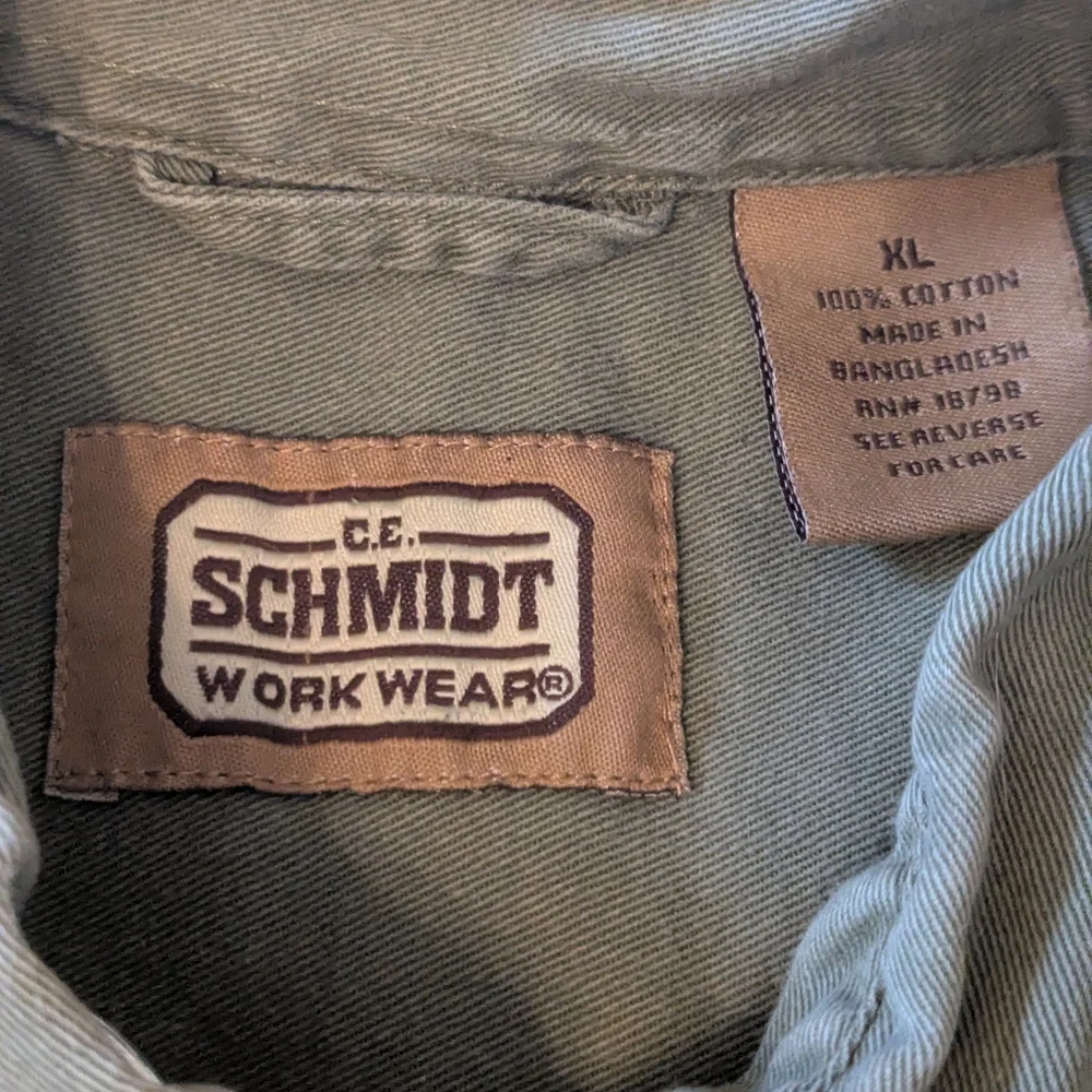 C.E. Schmidt Work Wear Army Green Cotton Button Down Collar LS Shirt Men's XL - Picture 3 of 10